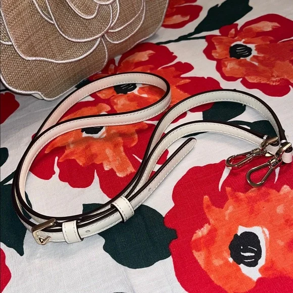 kate spade NWT! $449 MSRP Flora Rose Straw Crossbody Bag - Picture 14 of 17